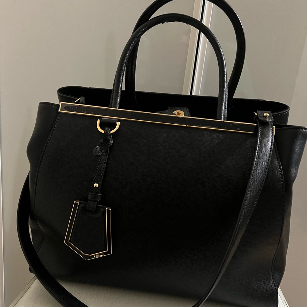 Authentic used Fendi 2Jours Medium Tote Bag Black
